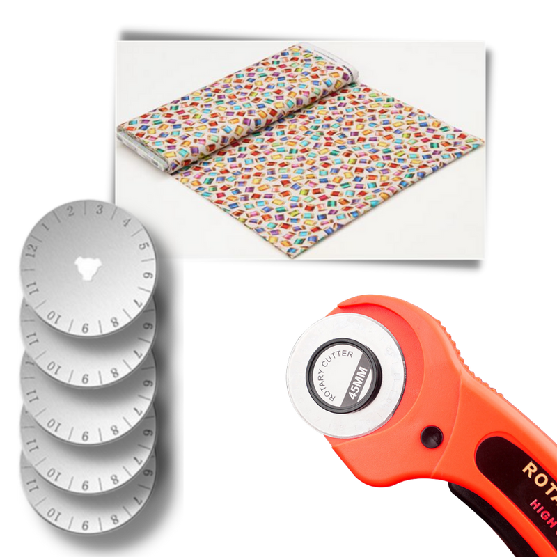 Coupeur rotatif pour tissus avec cinq lames de 45 mm
