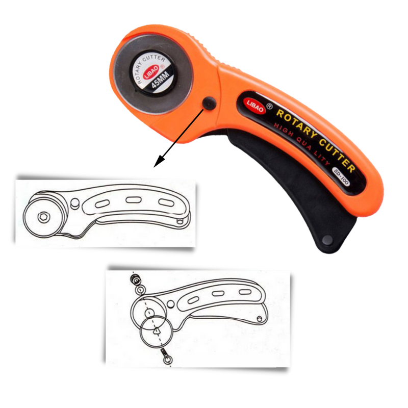 Coupeur rotatif pour tissus avec cinq lames de 45 mm