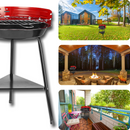 Barbecue Portatif Rond Au Charbon De Bois