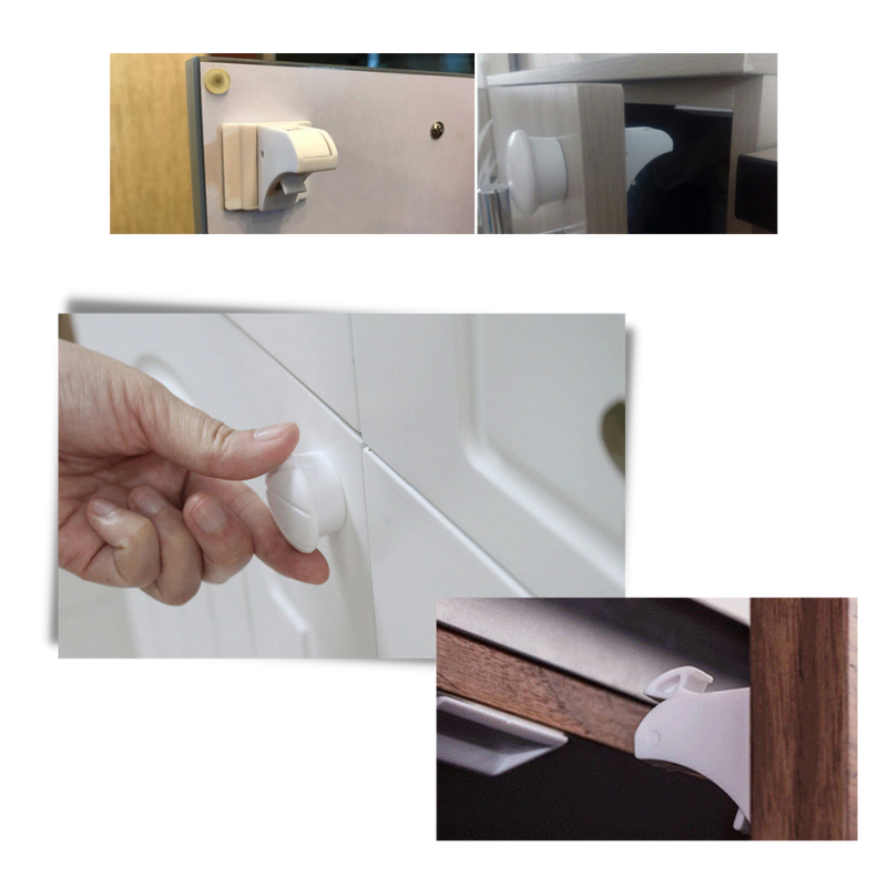 Lot de 4 serrures magnétiques d'armoires pour la sécurité des enfants