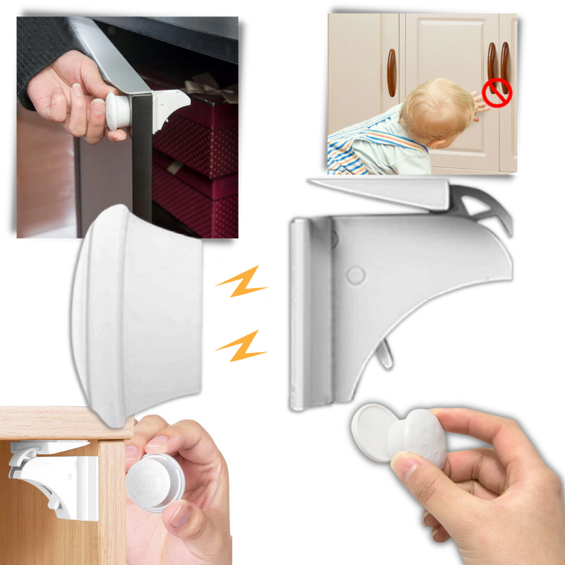 Lot de 4 serrures magnétiques d'armoires pour la sécurité des enfants