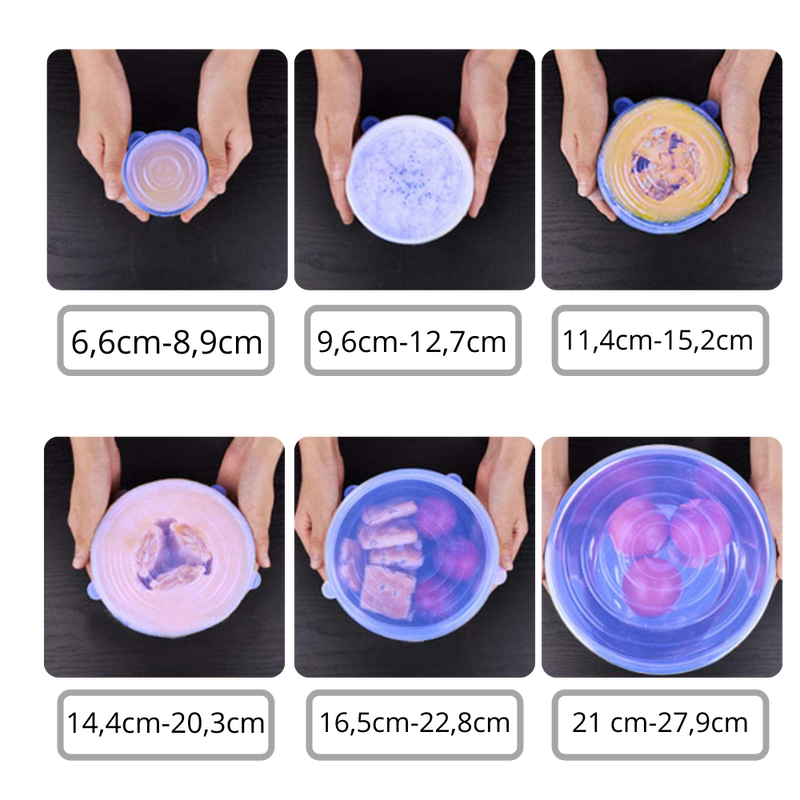 6 couvercles extensibles en silicone