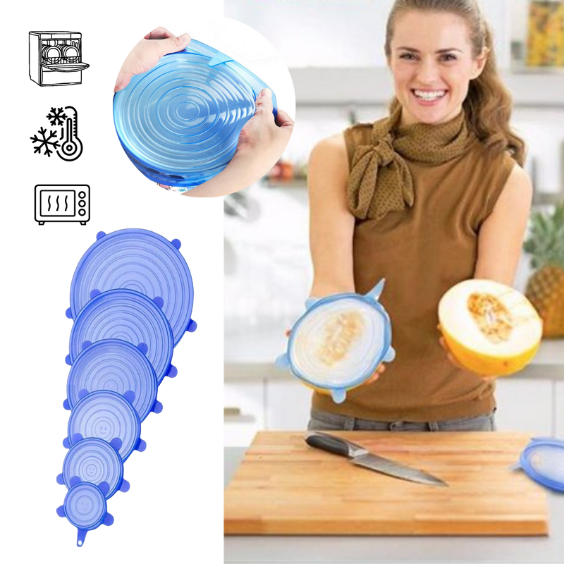 6 couvercles extensibles en silicone