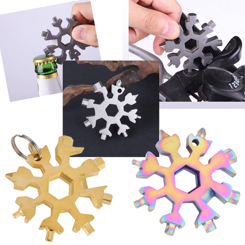 Outil Flocon de neige multifonctionnel 18-en-1 en acier inoxydable