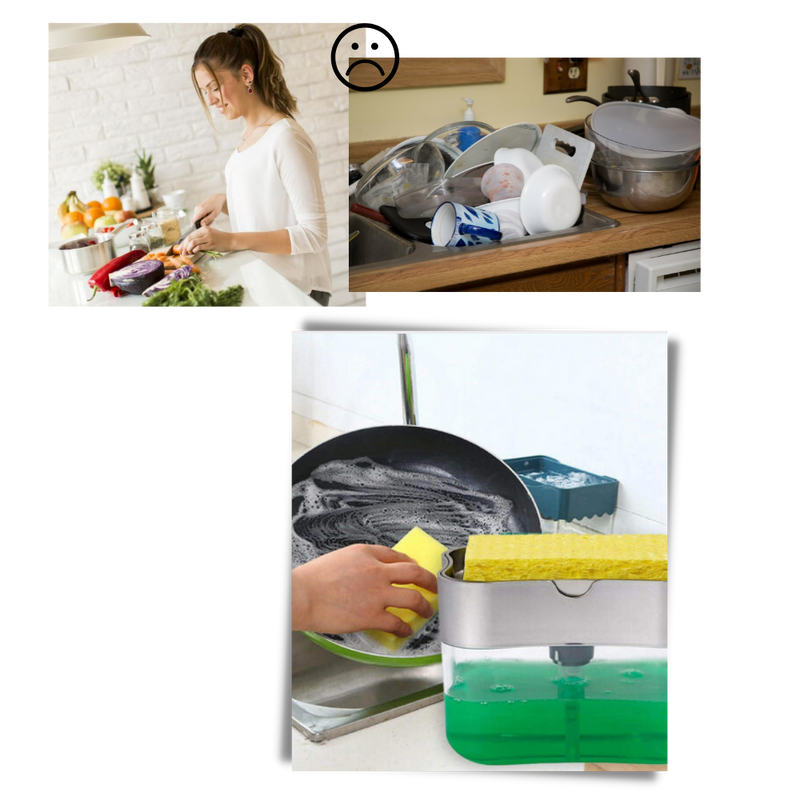 Distributeur de détergent de cuisine avec porte-éponge