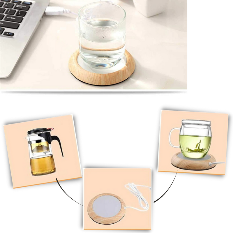 Chauffe-tasse USB électrique en bois