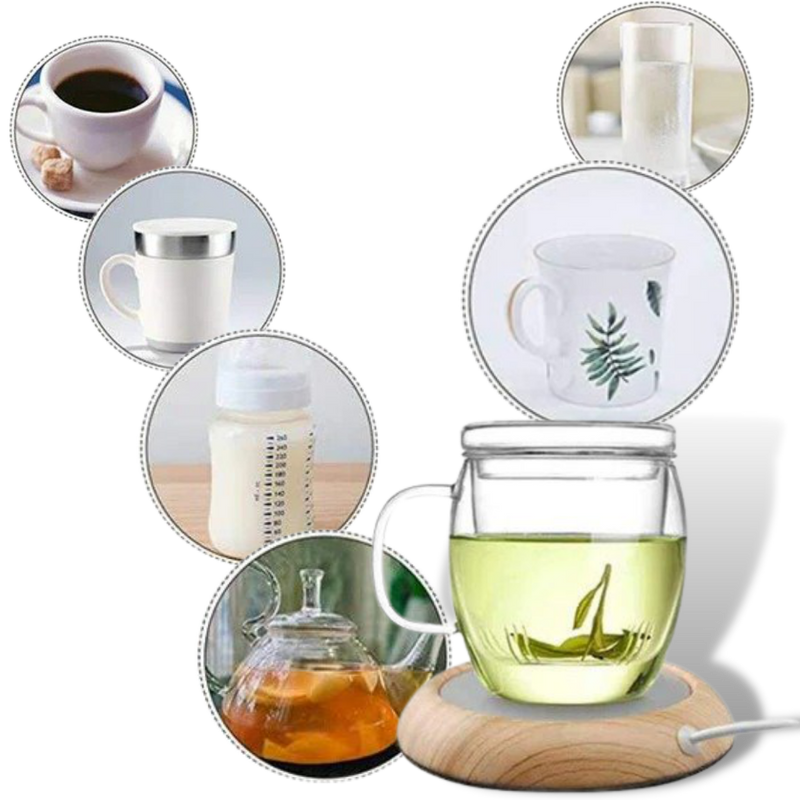 Chauffe-tasse USB électrique en bois