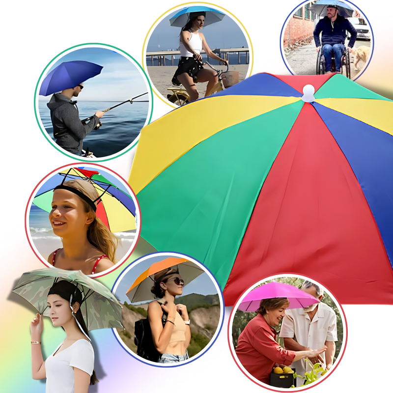 Chapeau parapluie ajustable mains libres