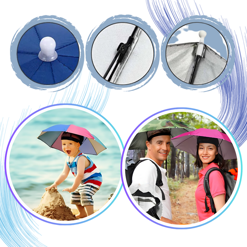 Chapeau parapluie ajustable mains libres