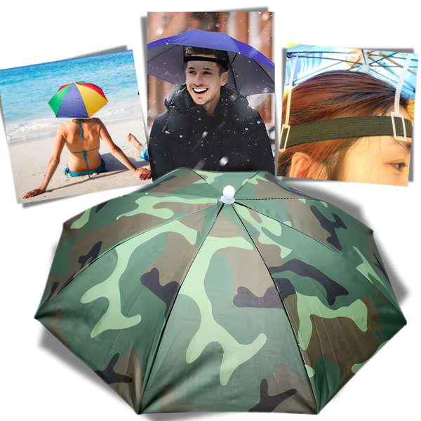 Chapeau parapluie ajustable mains libres