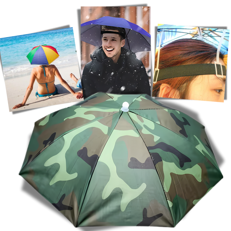 Chapeau parapluie ajustable mains libres