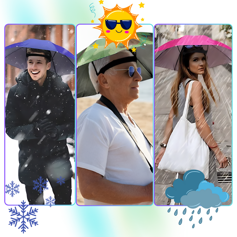 Chapeau parapluie ajustable mains libres
