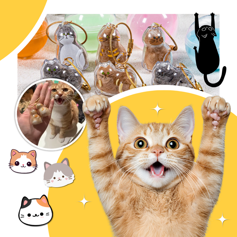 Porte-clés capsule poils de chat