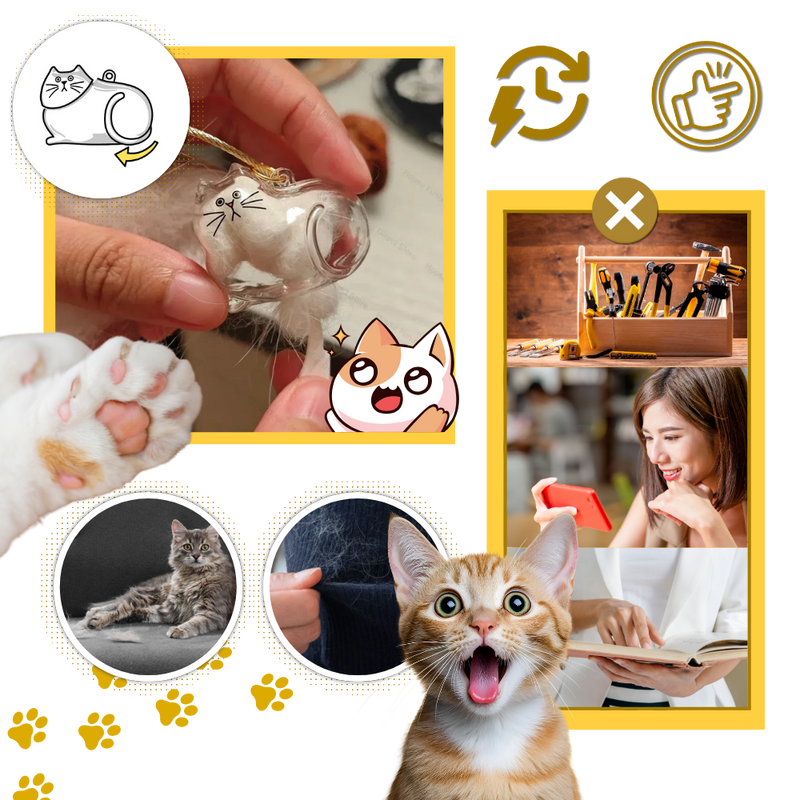 Porte-clés capsule poils de chat