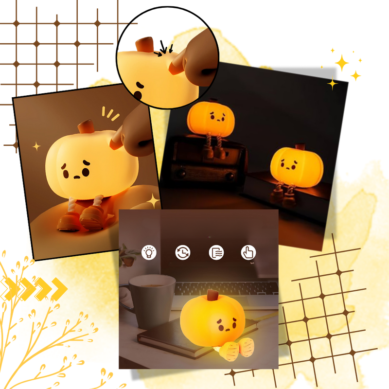 Veilleuse citrouille mignonne et triste