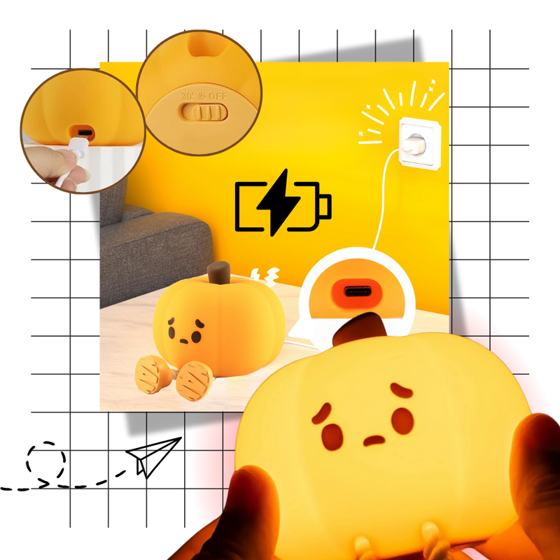 Veilleuse citrouille mignonne et triste