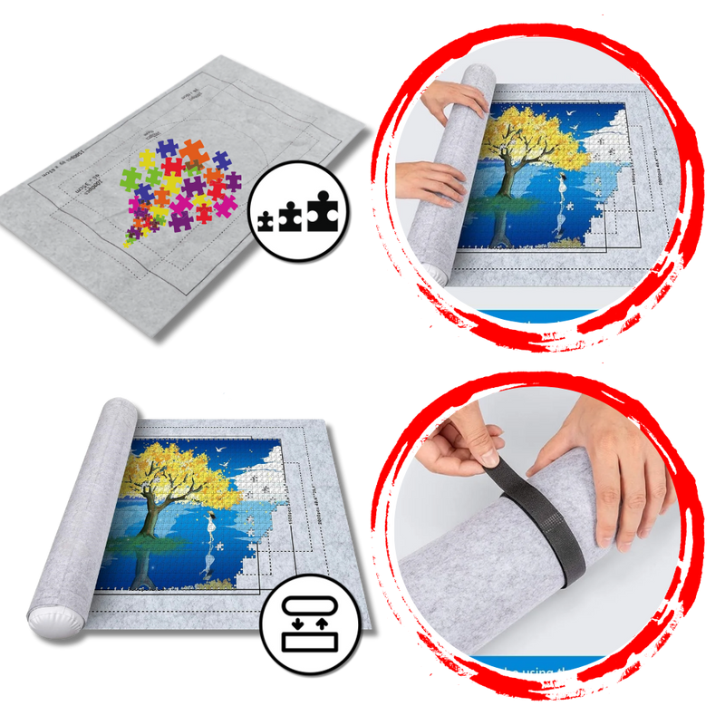 Tapis de puzzle en feutre à enrouler