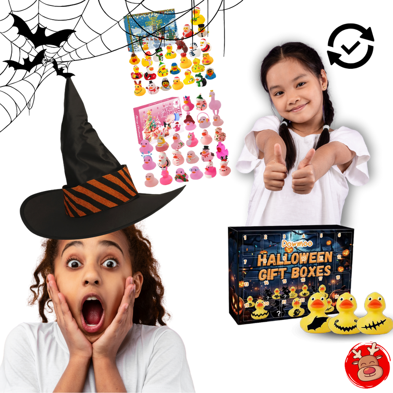 Calendrier de l'Avent des canards sur le thème d'Halloween et de Noël