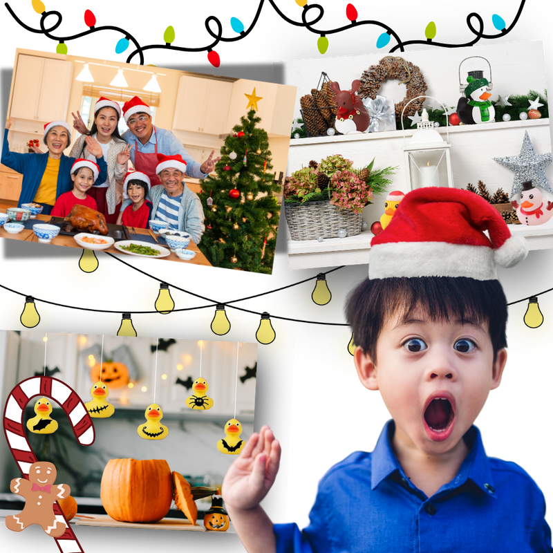 Calendrier de l'Avent des canards sur le thème d'Halloween et de Noël