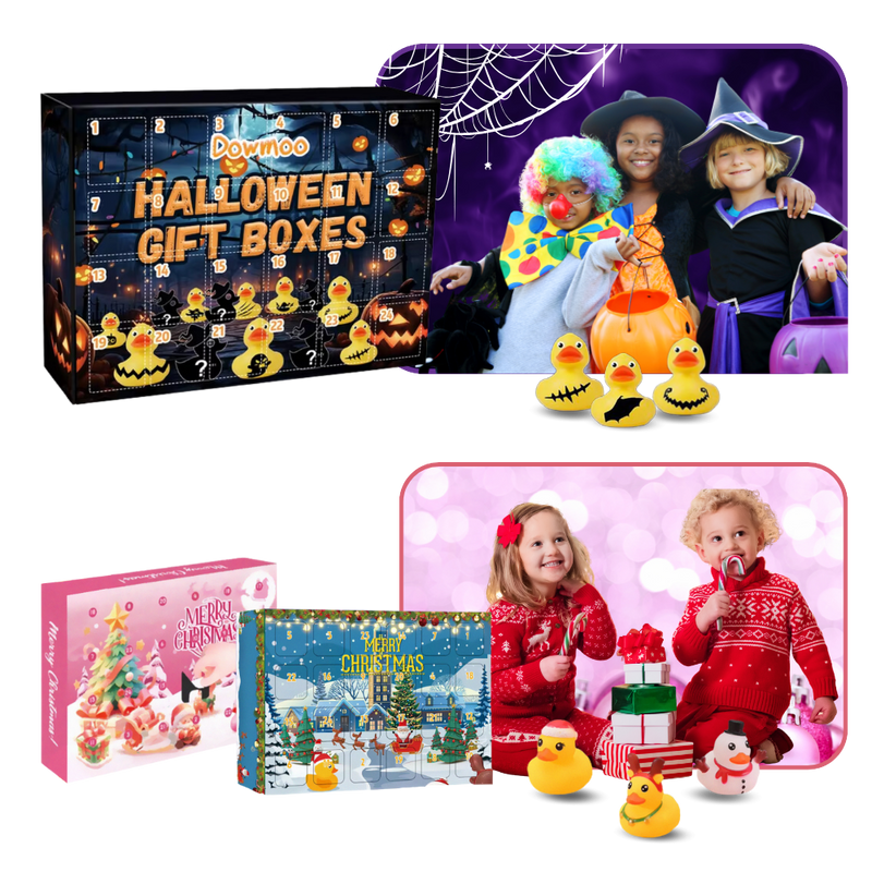 Calendrier de l'Avent des canards sur le thème d'Halloween et de Noël