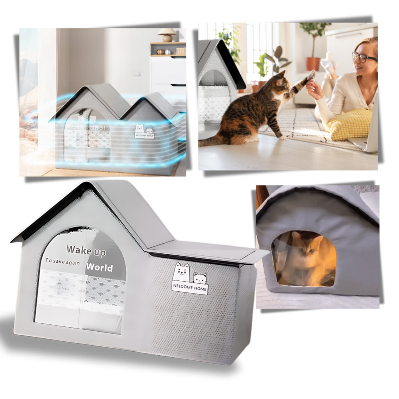 Maison pour chats à isolation thermique réfléchissante