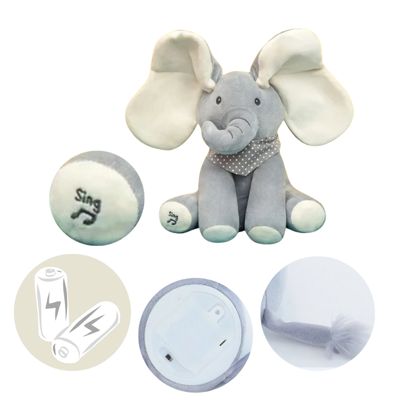 Peluche éléphant cache-cache interactif