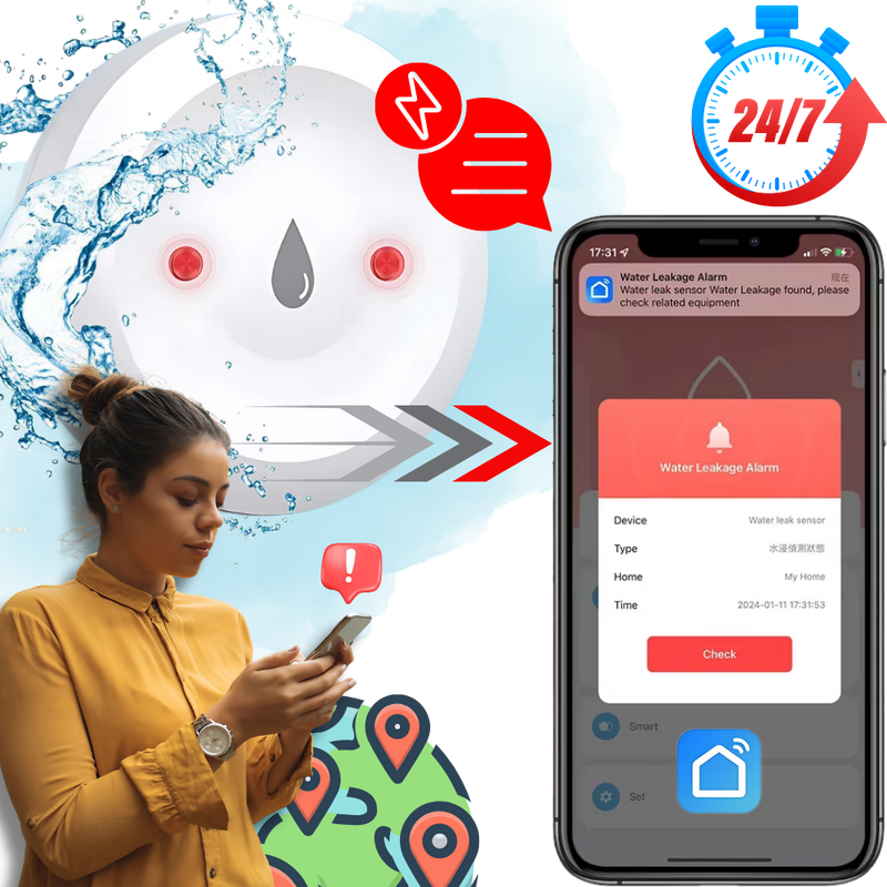Capteur de fuite d'eau sans fil