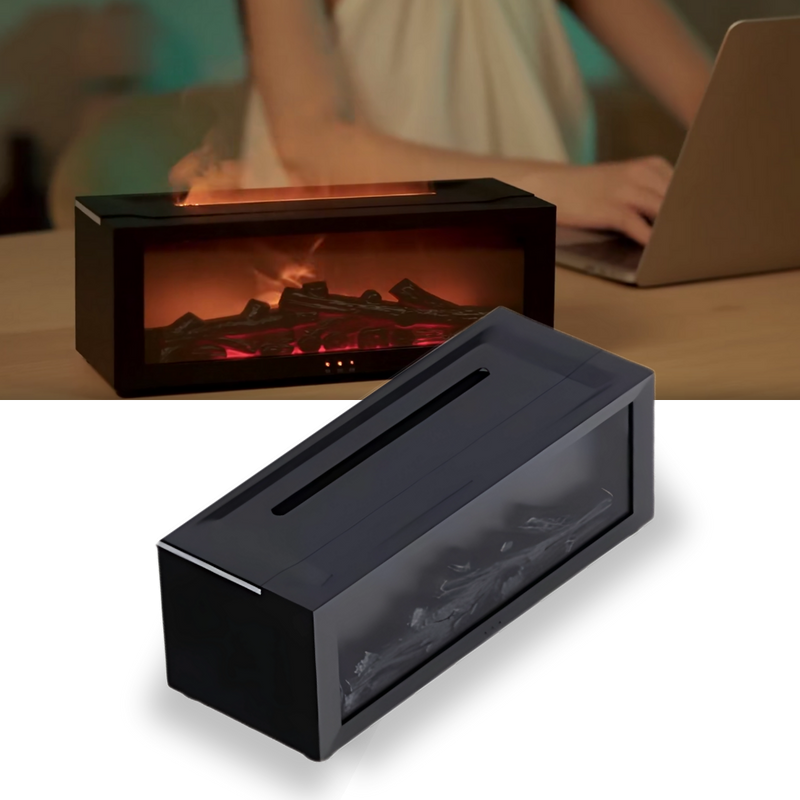 Diffuseur d'huiles essentielles avec simulation de cheminée LED