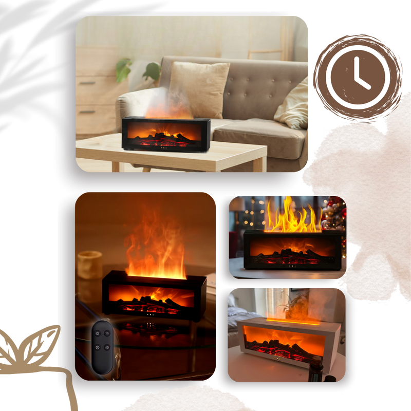 Diffuseur d'huiles essentielles avec simulation de cheminée LED