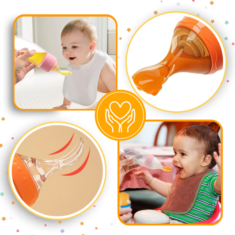 Biberons en silicone avec cuillère anti-débordement