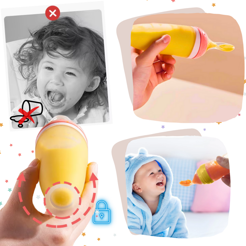 Biberons en silicone avec cuillère anti-débordement