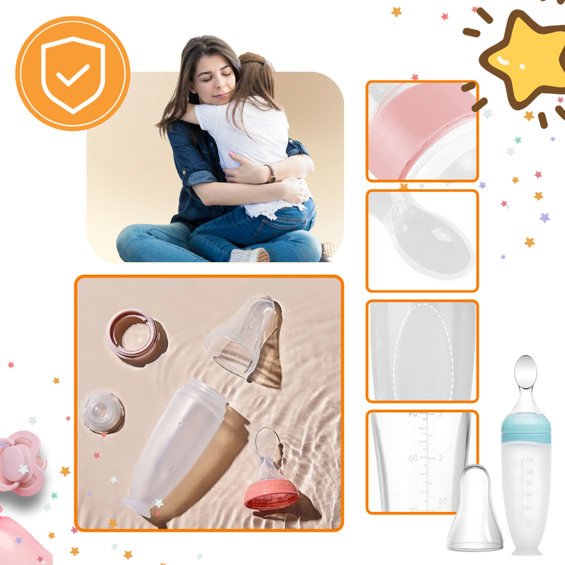 Biberons en silicone avec cuillère anti-débordement
