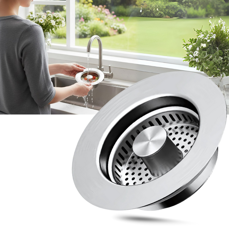 Crépine d'évier en acier inoxydable multifonctions