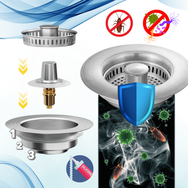 Crépine d'évier en acier inoxydable multifonctions