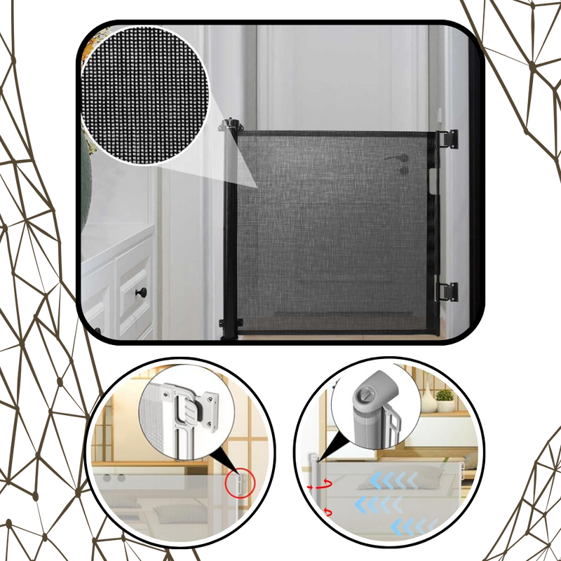 Barrière rétractable en maille pour animaux domestiques et bébés