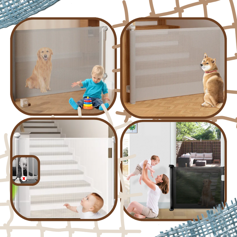 Barrière rétractable en maille pour animaux domestiques et bébés