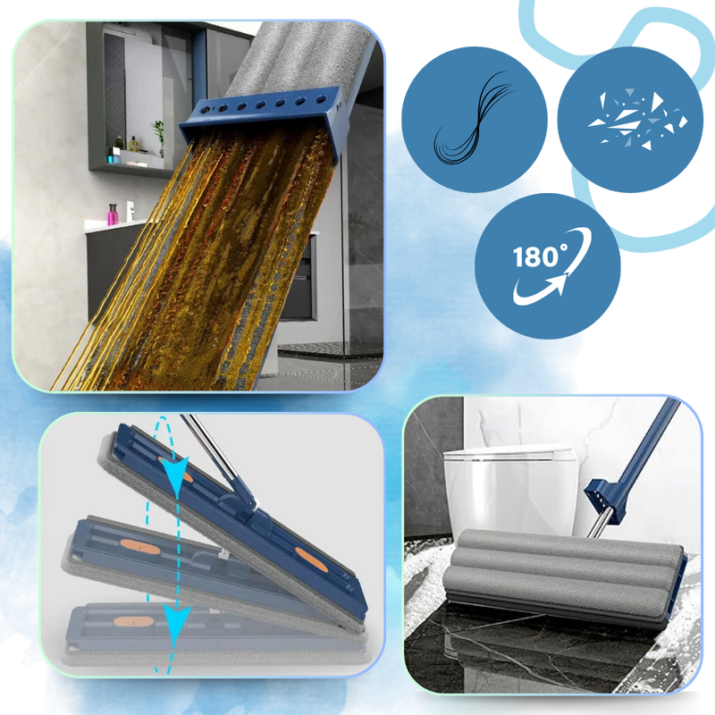 Balai plat à essorage automatique avec seau