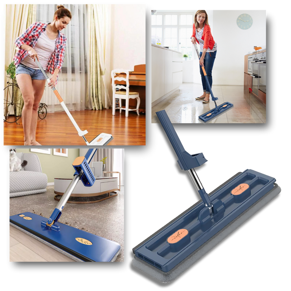 Balai plat à essorage automatique avec seau