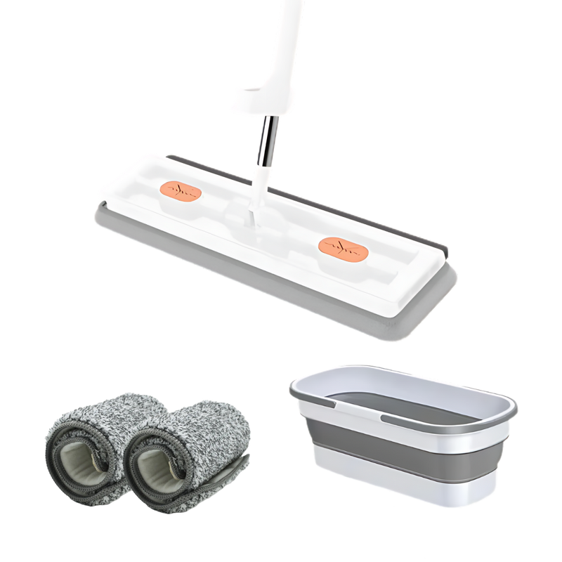 Balai plat à essorage automatique avec seau
