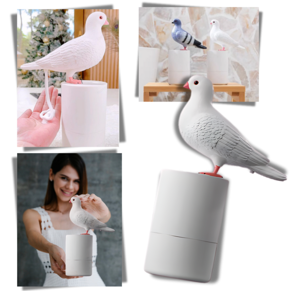 Distributeur de savon automatique en forme de pigeon