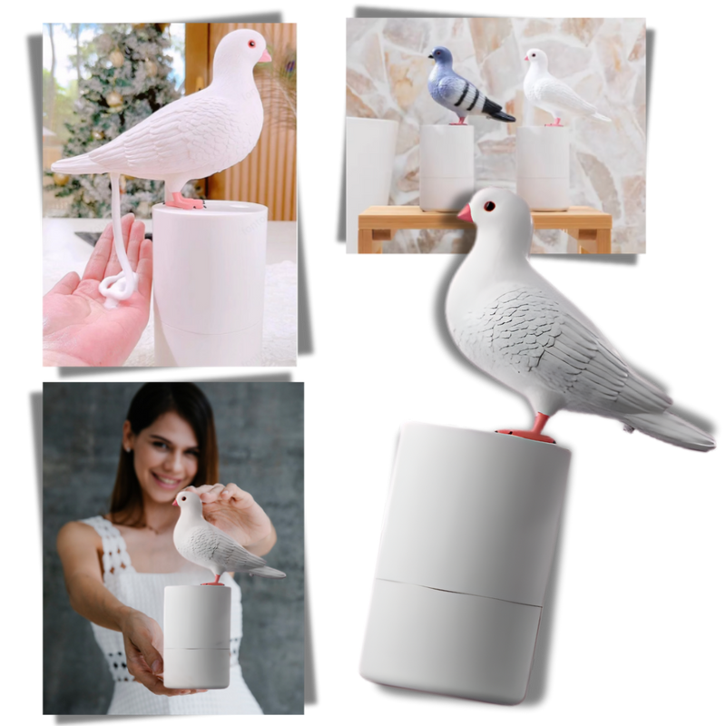 Distributeur de savon automatique en forme de pigeon