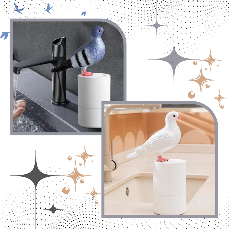 Distributeur de savon automatique en forme de pigeon