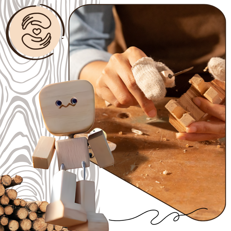 Figurine mobile d'homme en bois