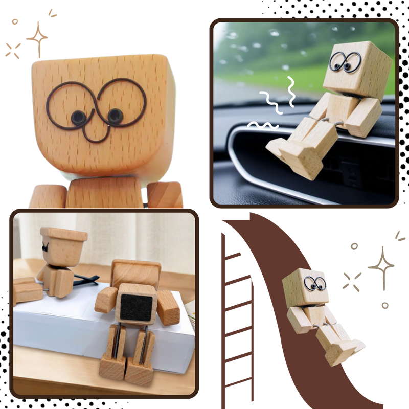 Figurine mobile d'homme en bois