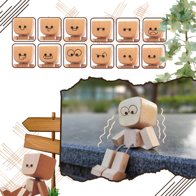 Figurine mobile d'homme en bois