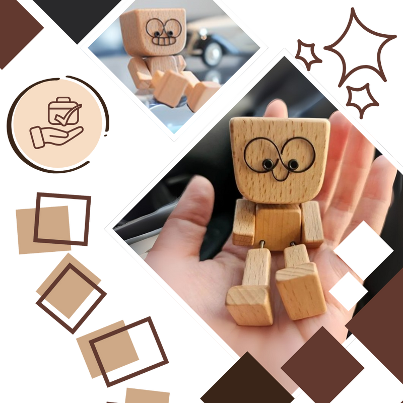 Figurine mobile d'homme en bois