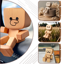 Figurine mobile d'homme en bois