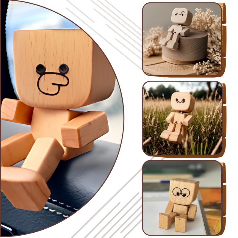 Figurine mobile d'homme en bois