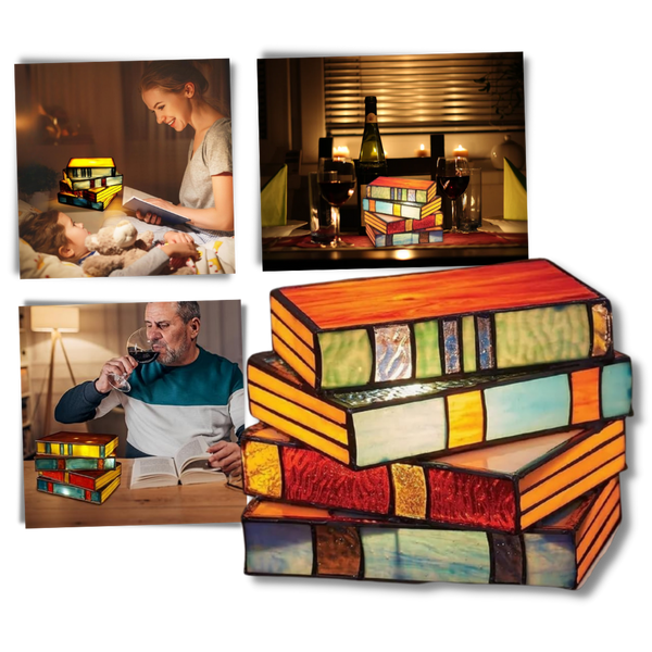 Lampe intemporelle livres empilés