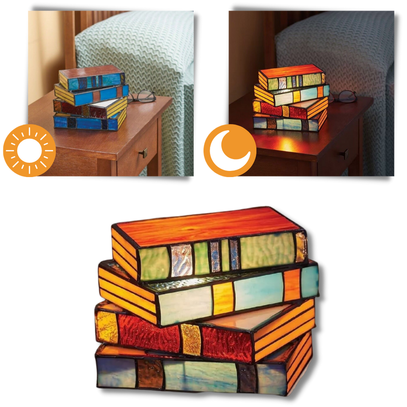 Lampe intemporelle livres empilés